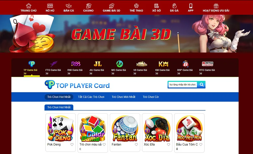 sảnh game cung cấp nhiều game bài đổi thưởng, poker, xóc đĩa xanh chín